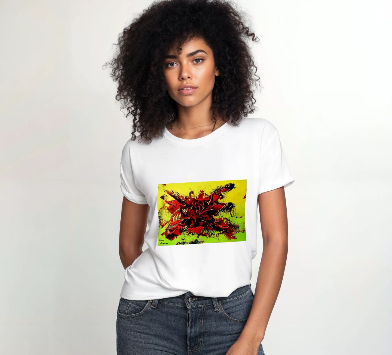 MESSAGE FROM THE HEART 4. t-shirt da donna da Thierry Vobmann Abstract painting