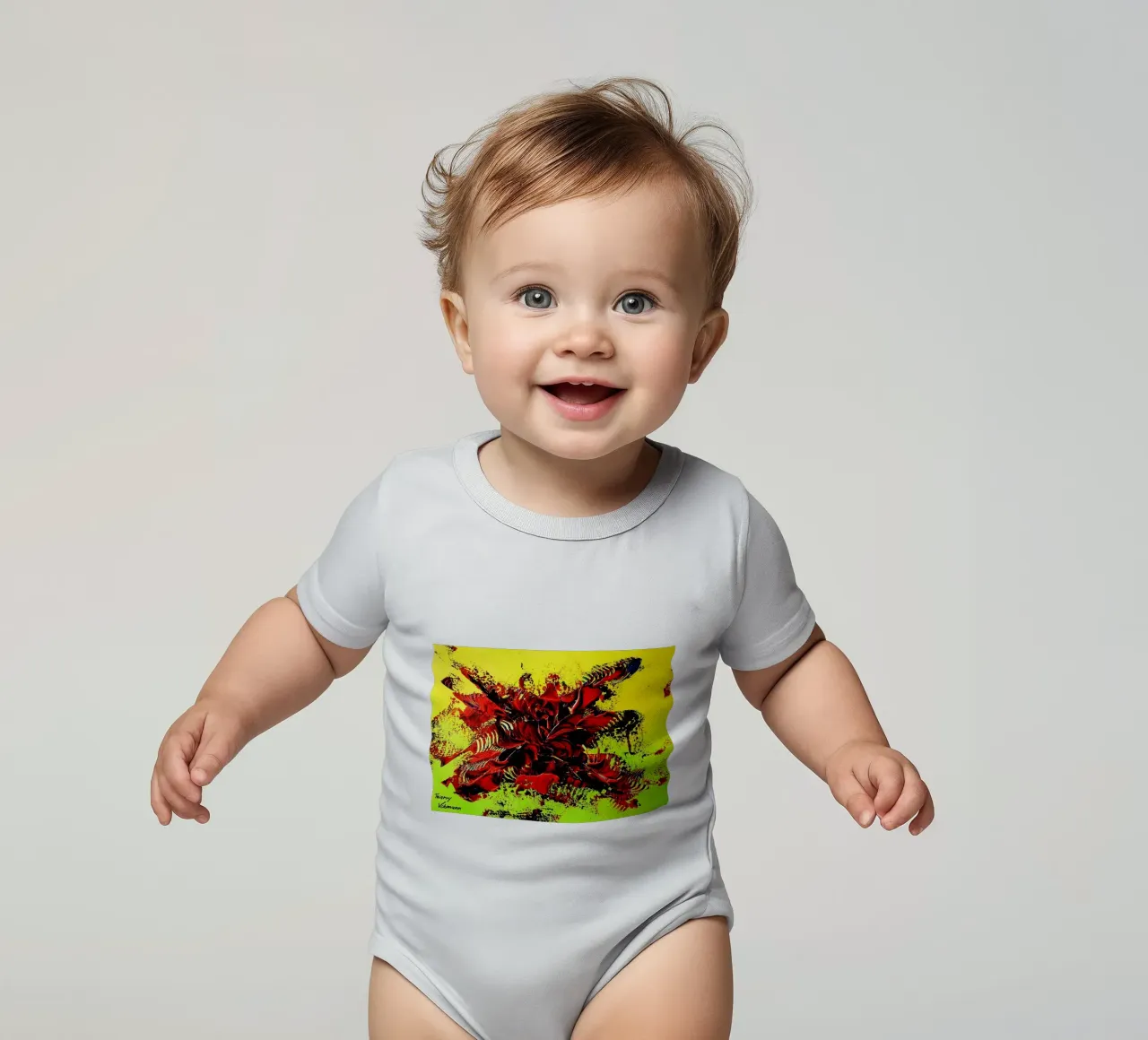 MESSAGE FROM THE HEART 4. Kurzarm Babybody von Thierry Vobmann Abstract painting