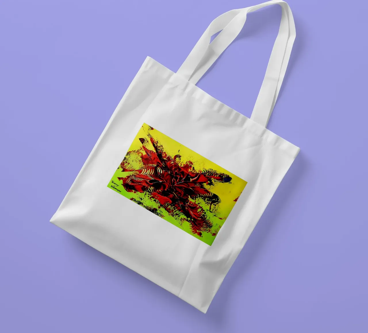 MESSAGE FROM THE HEART 4. borsa in juta da Thierry Vobmann Abstract painting