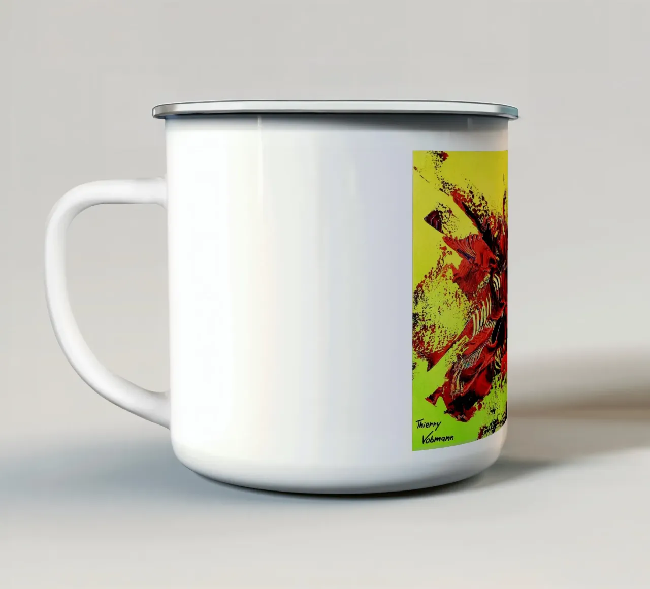 MESSAGE FROM THE HEART 4. Emaille Tasse von Thierry Vobmann Abstract painting
