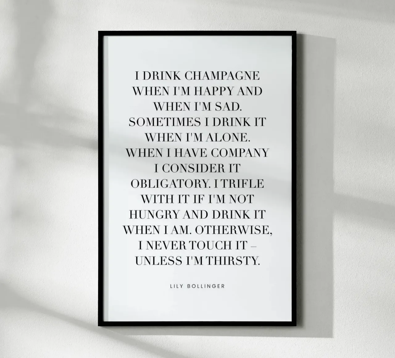 Champagne poster con telaio in plastica da typed