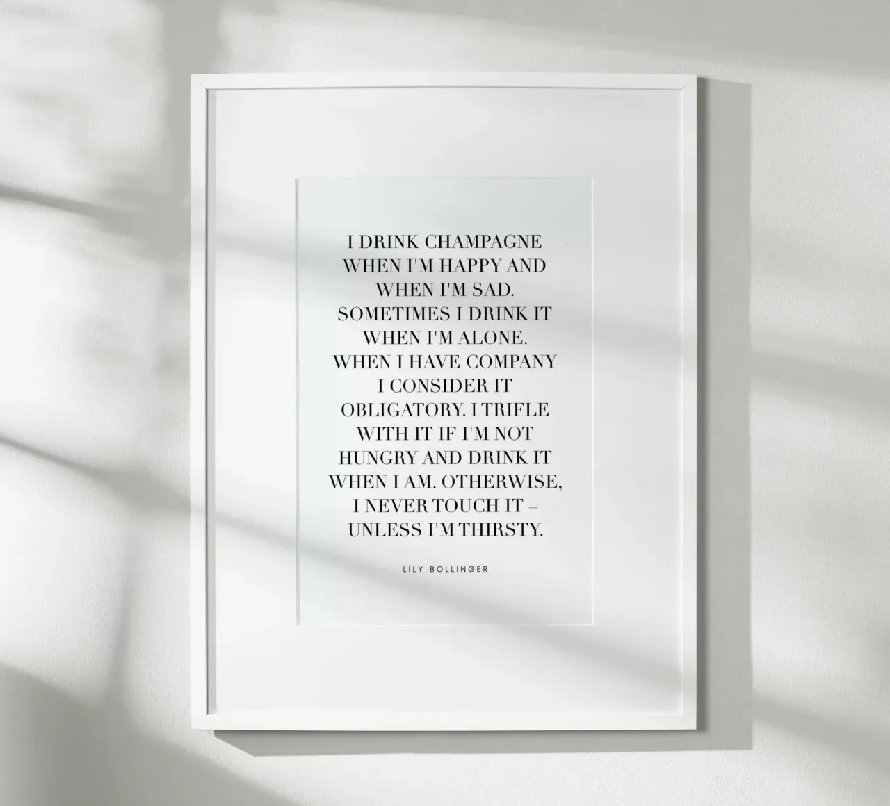 Champagne poster con telaio in plastica da typed