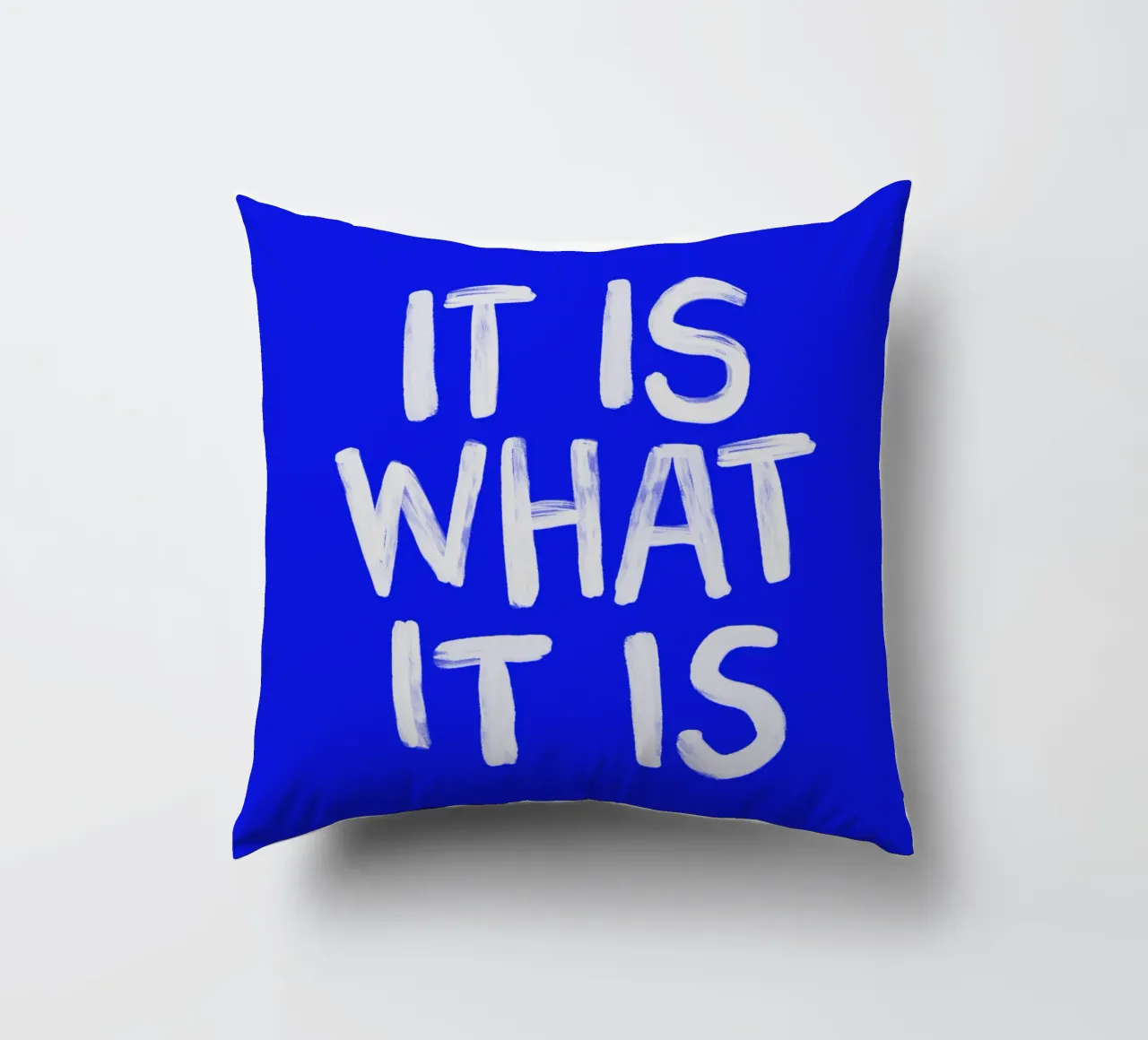 It Is What It Is - Stampa tipografica in blu e bianco cuscino da THE MOTIVATED TYPE