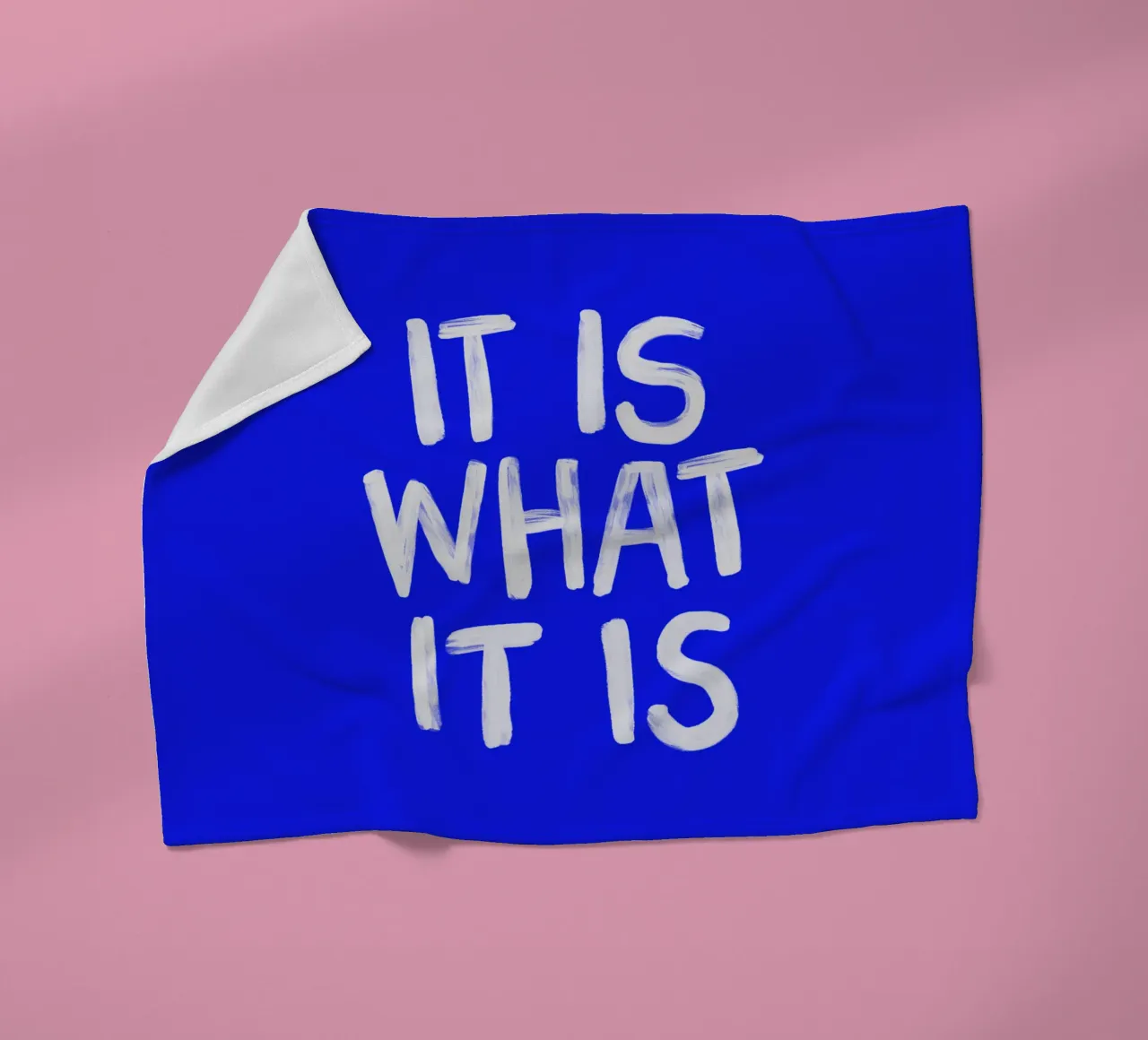 It Is What It Is Sassy Typography Print in Blue and White fleece blanket by THE MOTIVATED TYPE