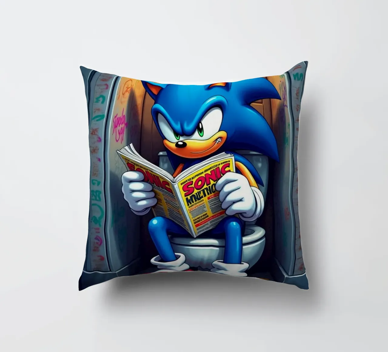 Sonic Toilet Zone Act 1 cuscino da FreeArtStudio