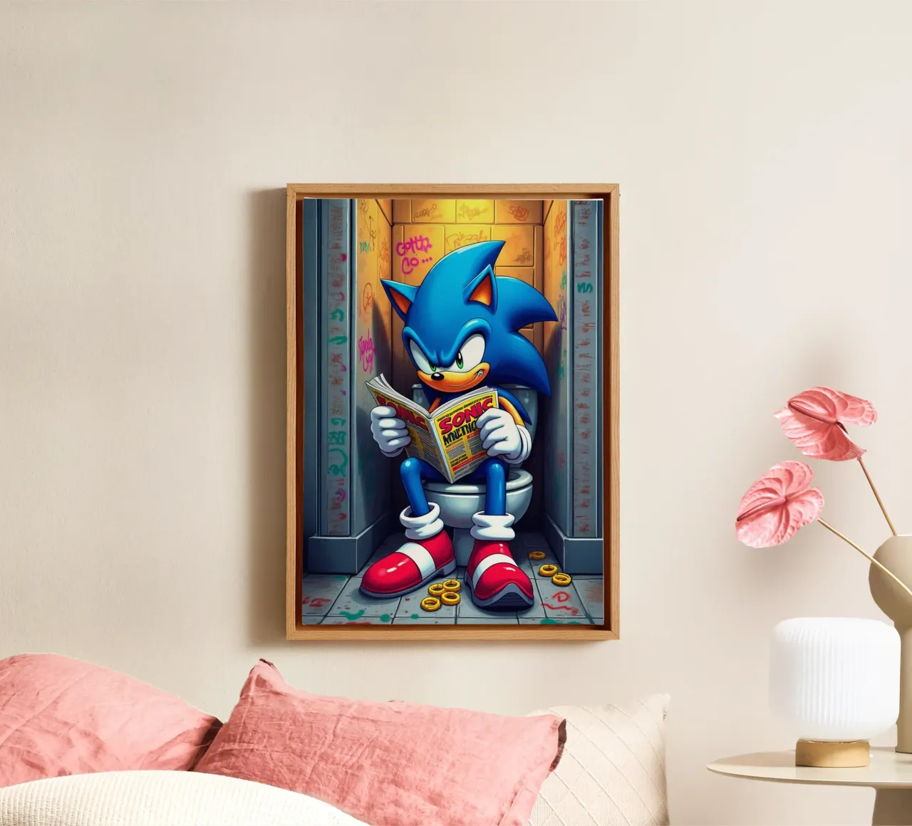 Sonic Toilet Zone Act 1 tela con Cornice a cassetta da FreeArtStudio