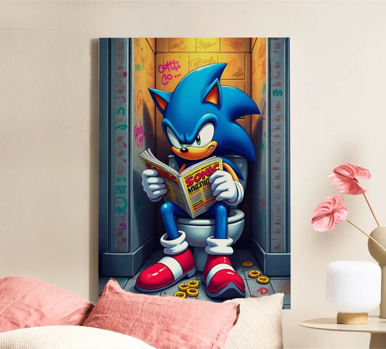 Sonic Toilet Zone Act 1 tela con Cornice a cassetta da FreeArtStudio