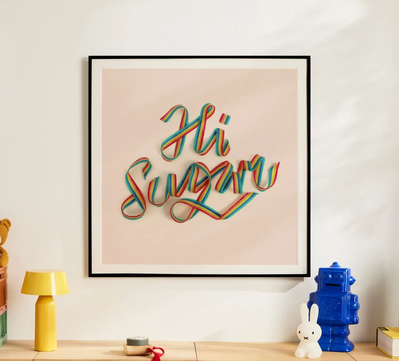 Hi Sugar poster con telaio in legno da Paul Fuentes Design