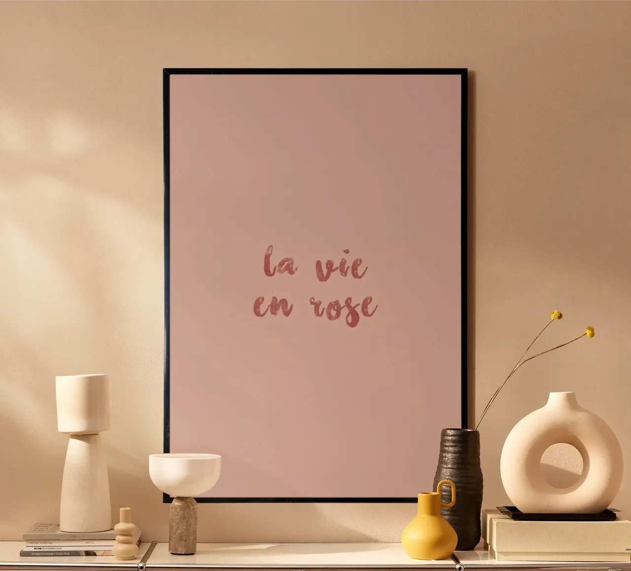 La Vie En Rose poster con telaio in legno da typed