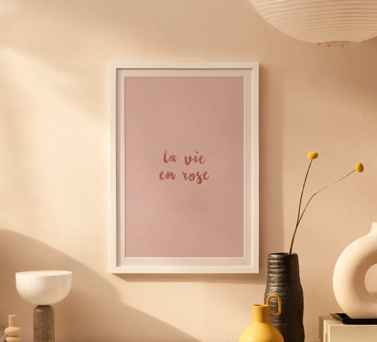 La Vie En Rose poster con telaio in legno da typed