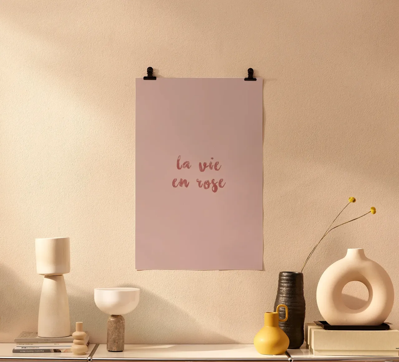 La Vie En Rose poster con telaio in legno da typed