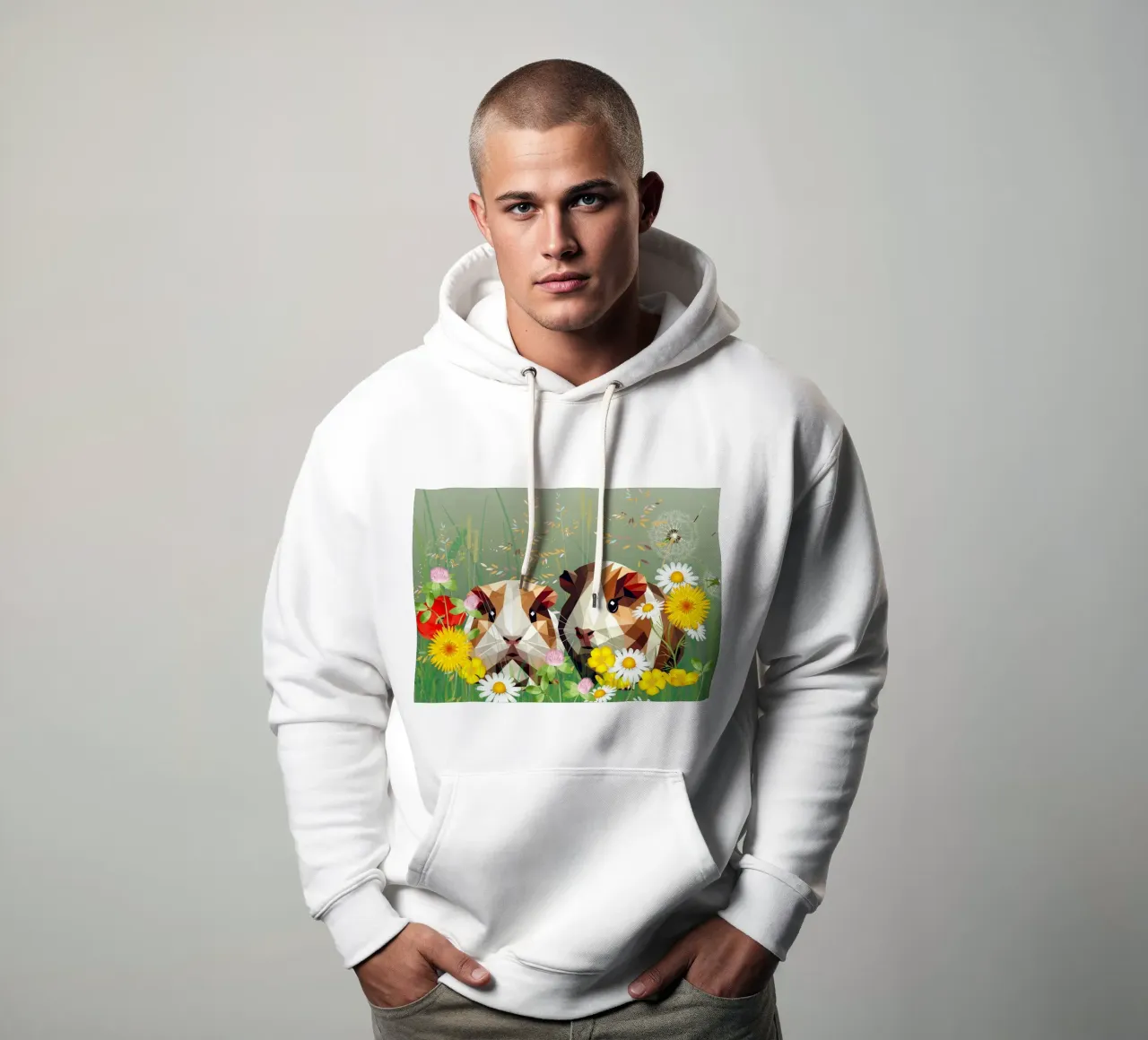 Dos cobayas en el prado de flores mágicas sudadera con capucha de namosh