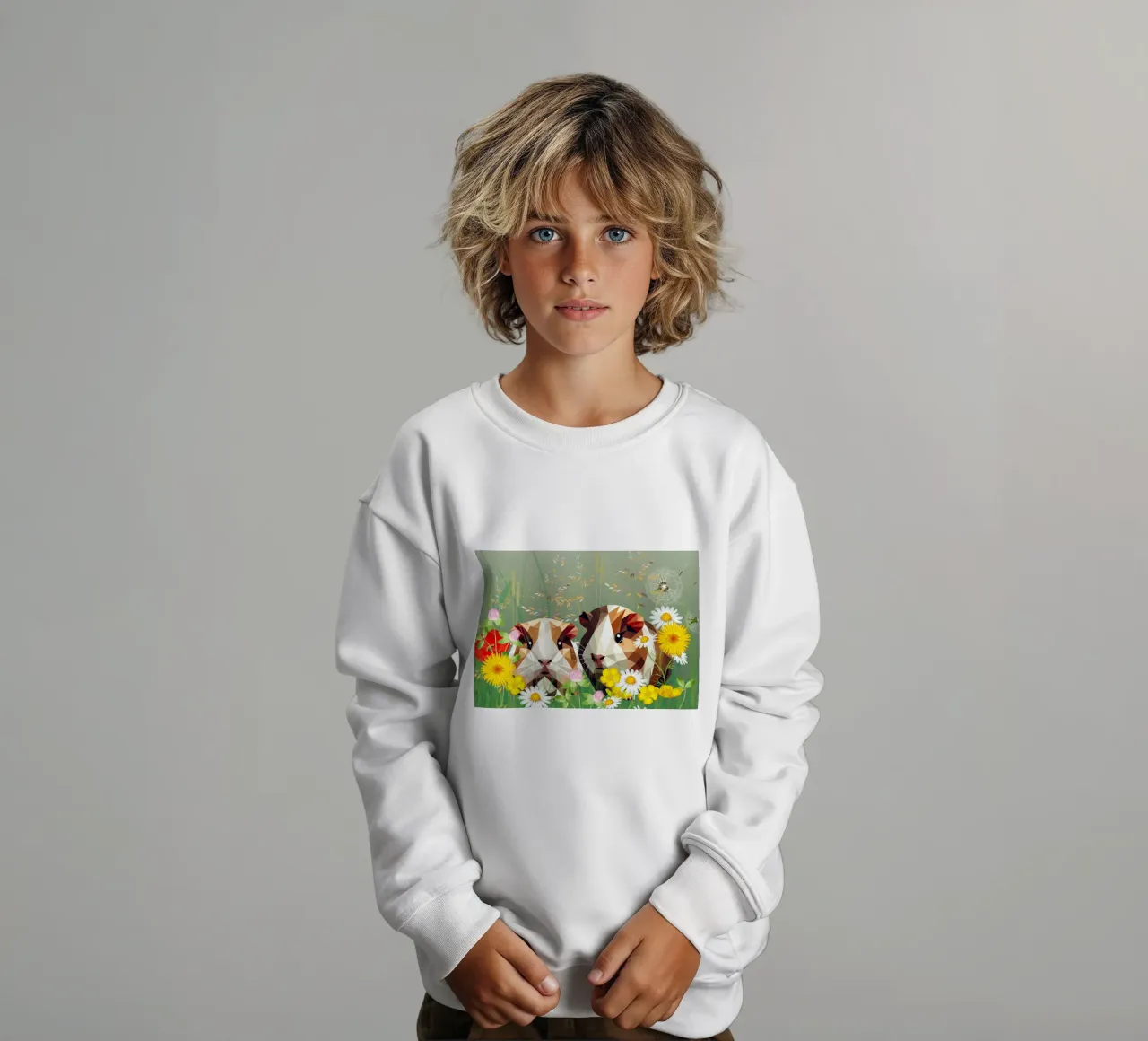 Dos cobayas en el prado de flores mágicas sudadera para niño de namosh