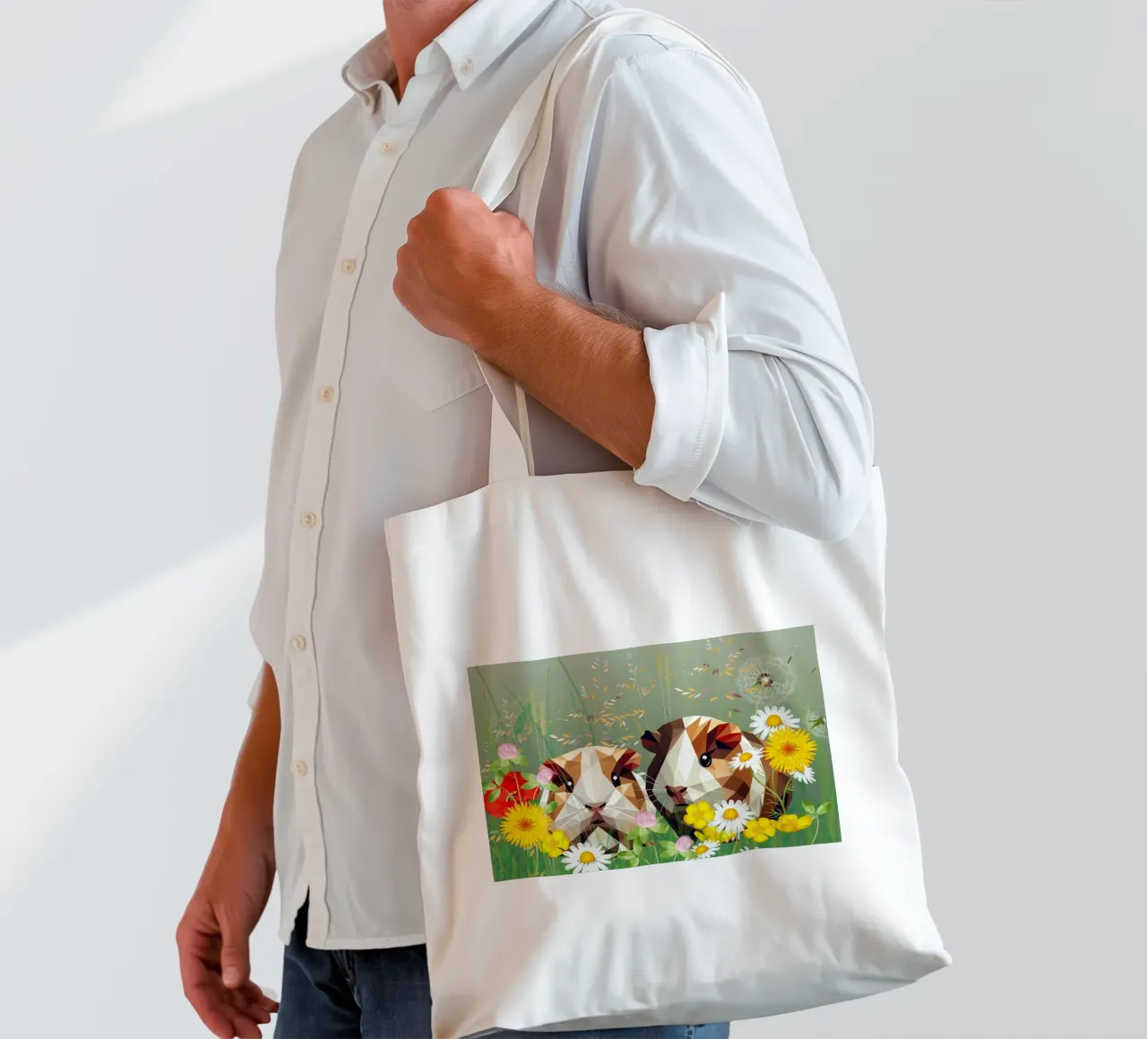 Two guinea pigs in the flower meadow magic tote bag by namosh