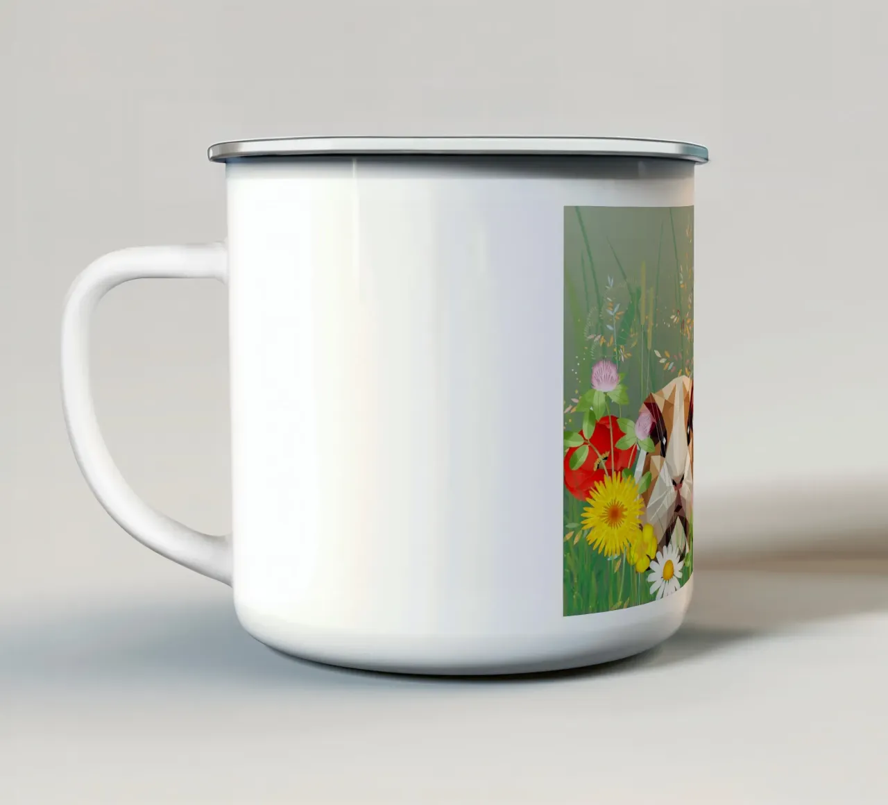Deux cochons d'Inde dans la magie des prairies fleuries mug en émail de namosh
