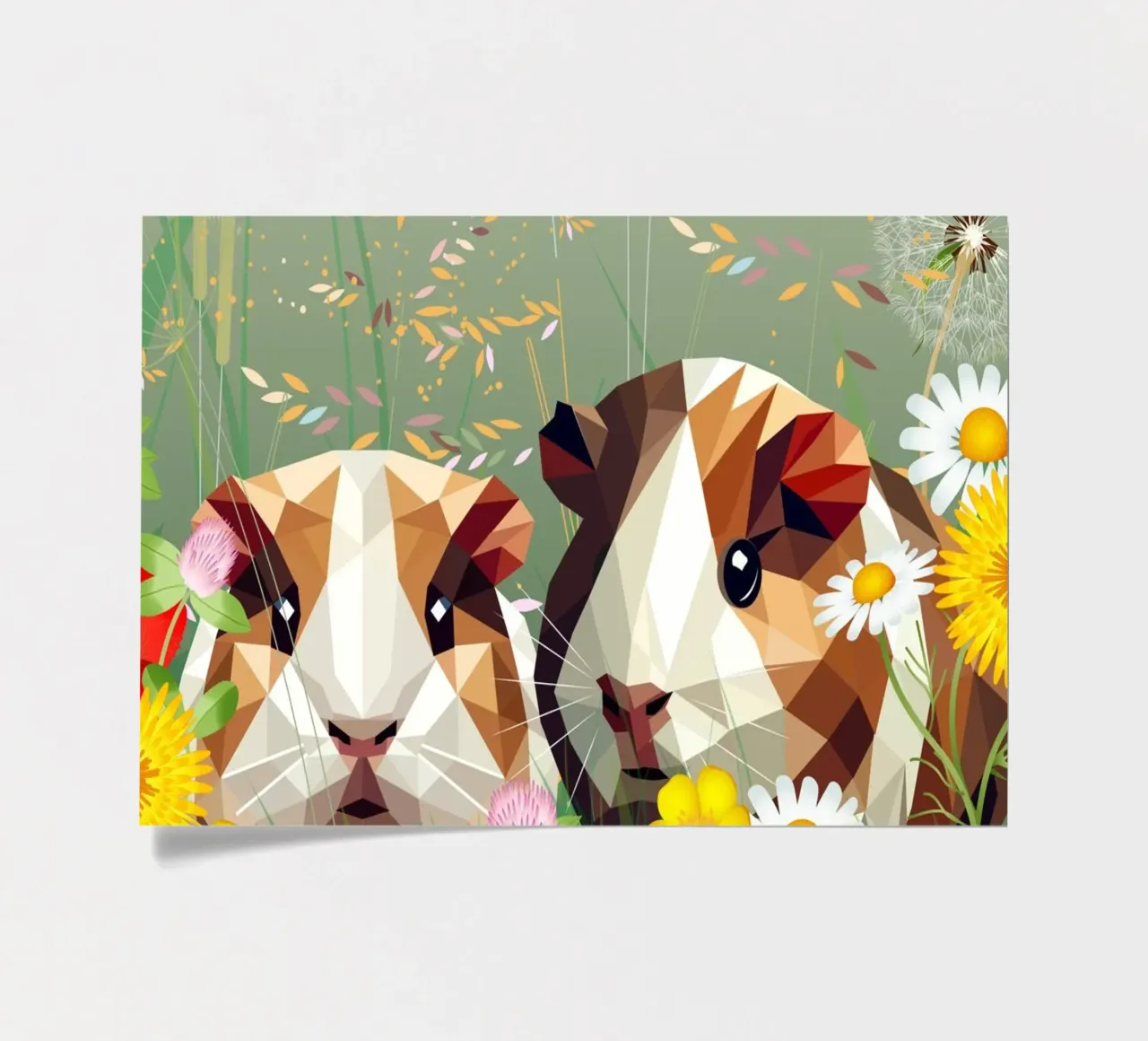 Zwei Meerschweinchen im Blumenwiesenzauber Stickerbogen von namosh