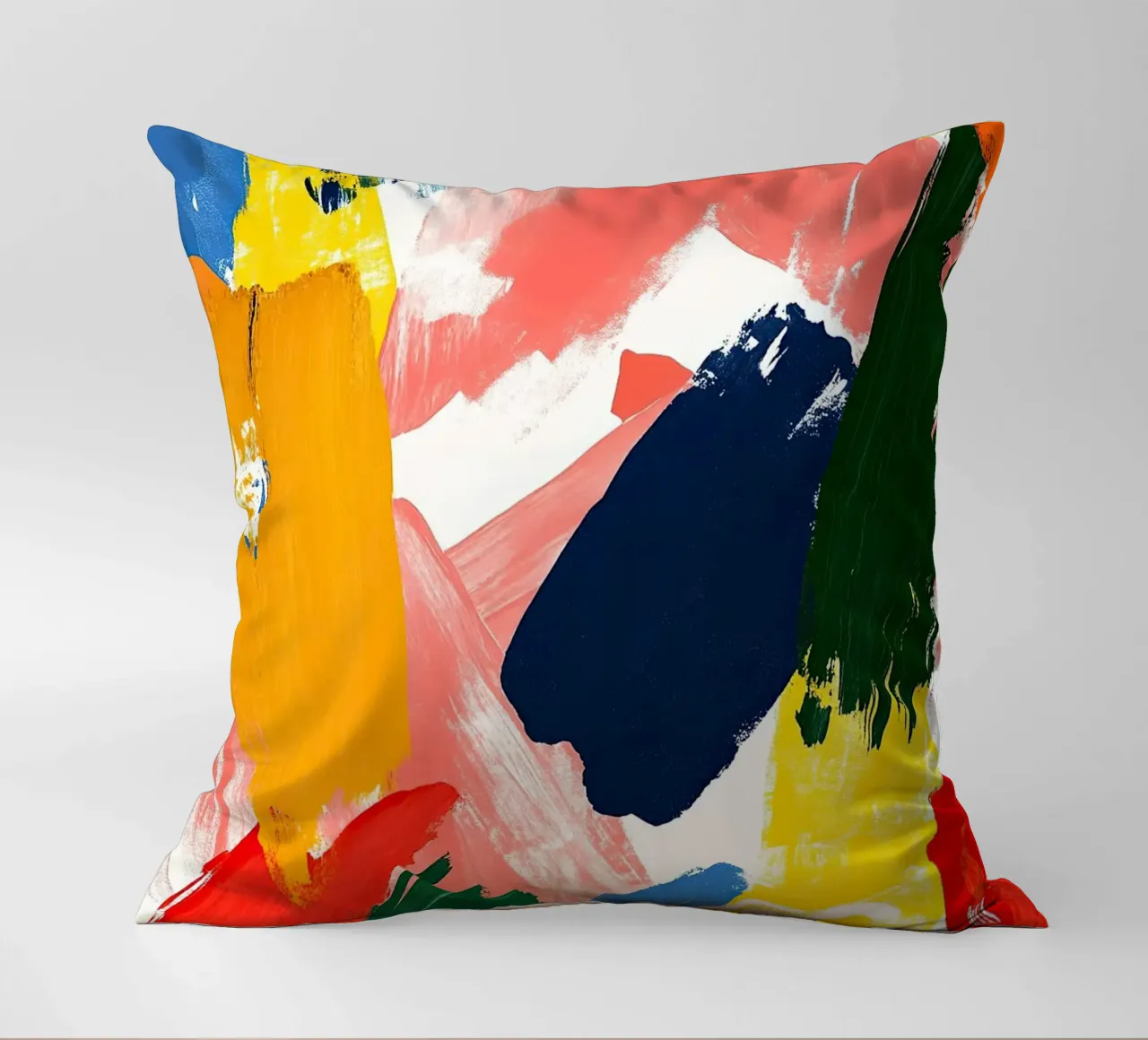 The dance of pigments decorative cushion by Nikis Art Studio