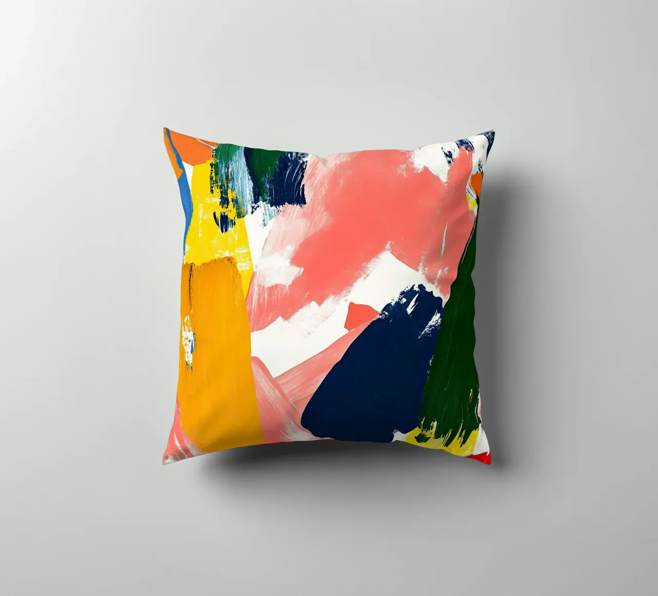 The dance of pigments decorative cushion by Nikis Art Studio