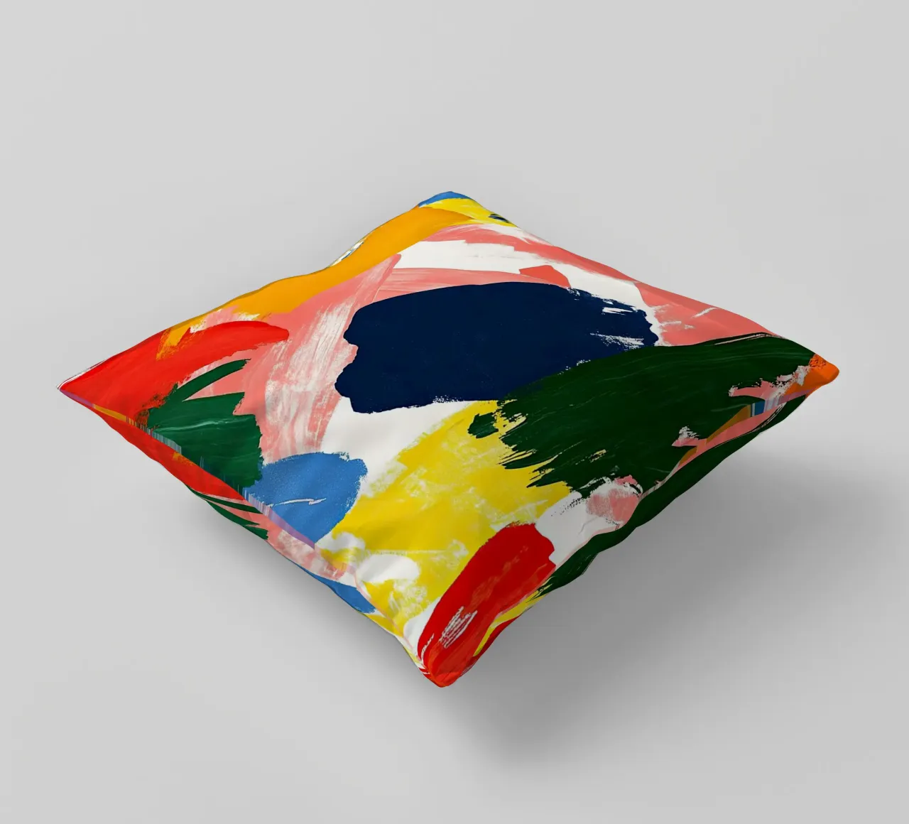 The dance of pigments decorative cushion by Nikis Art Studio