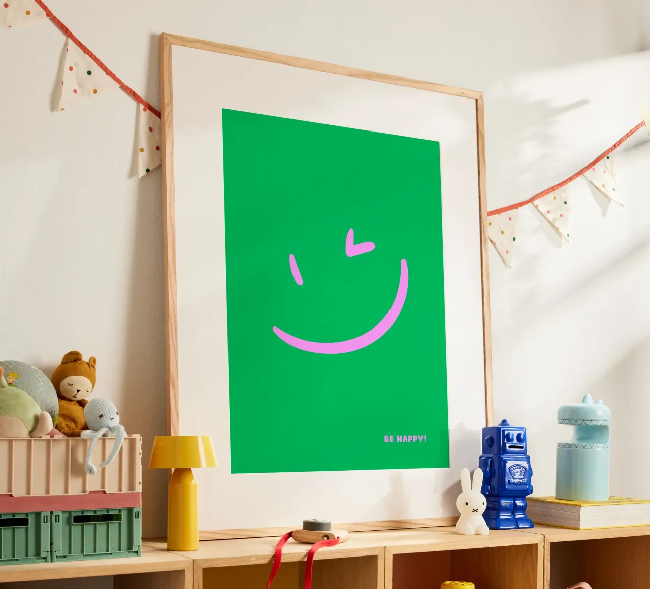 Siate felici - tanti colori poster con telaio in alluminio da Ohkimiko