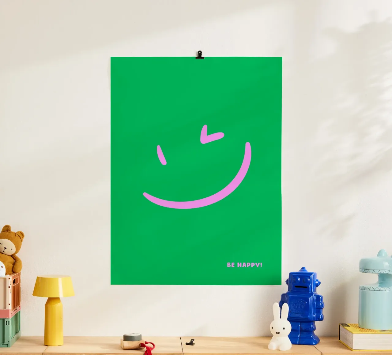 Siate felici - tanti colori poster con telaio in alluminio da Ohkimiko