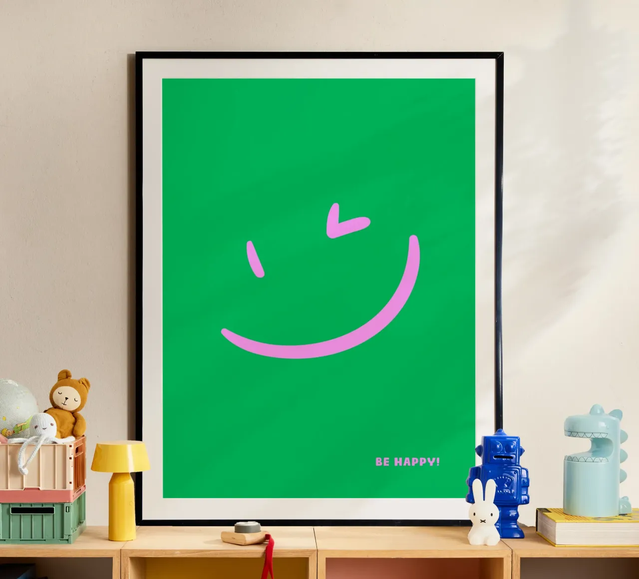 Siate felici - tanti colori poster con telaio in alluminio da Ohkimiko