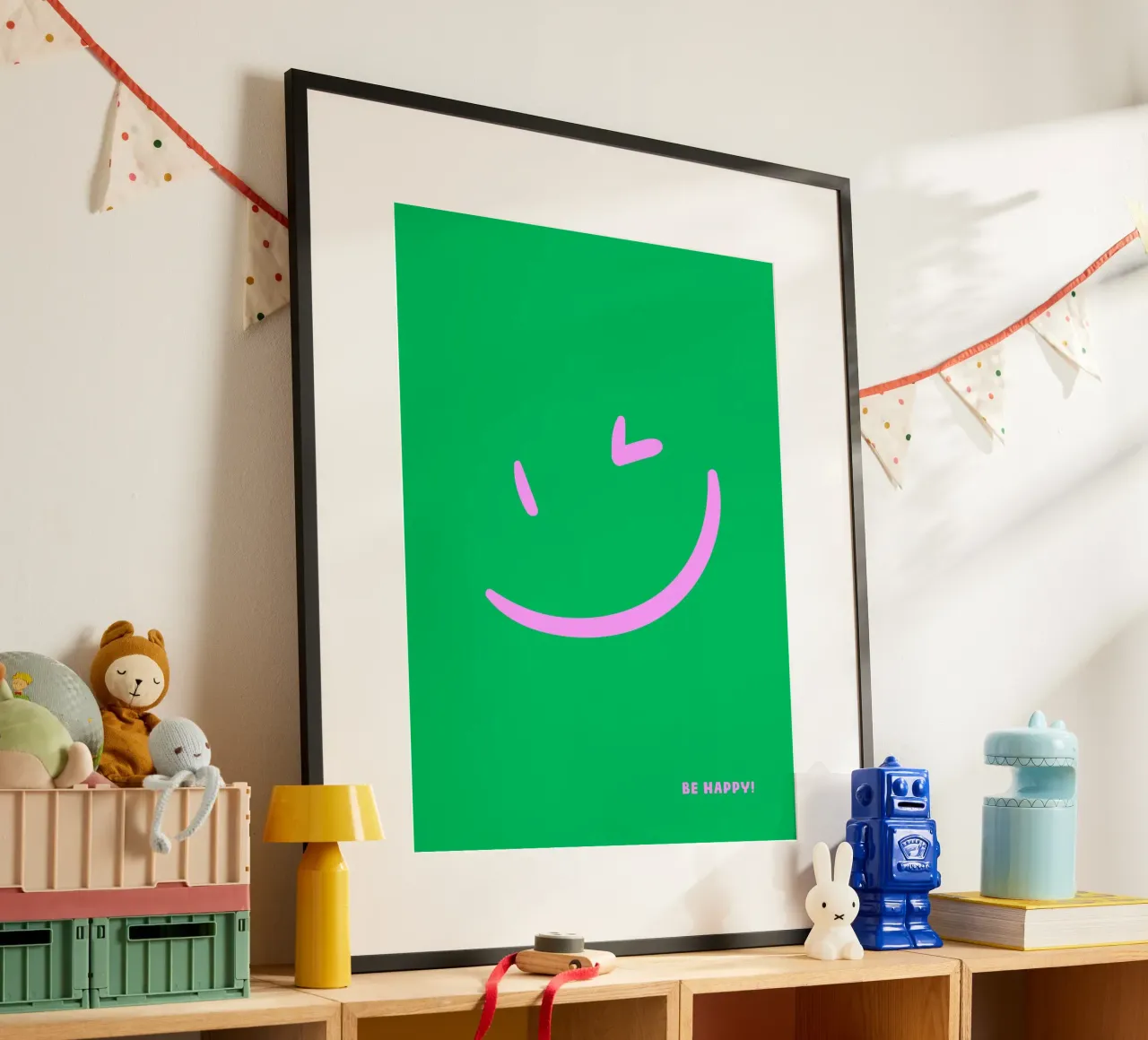 Siate felici - tanti colori poster con telaio in alluminio da Ohkimiko