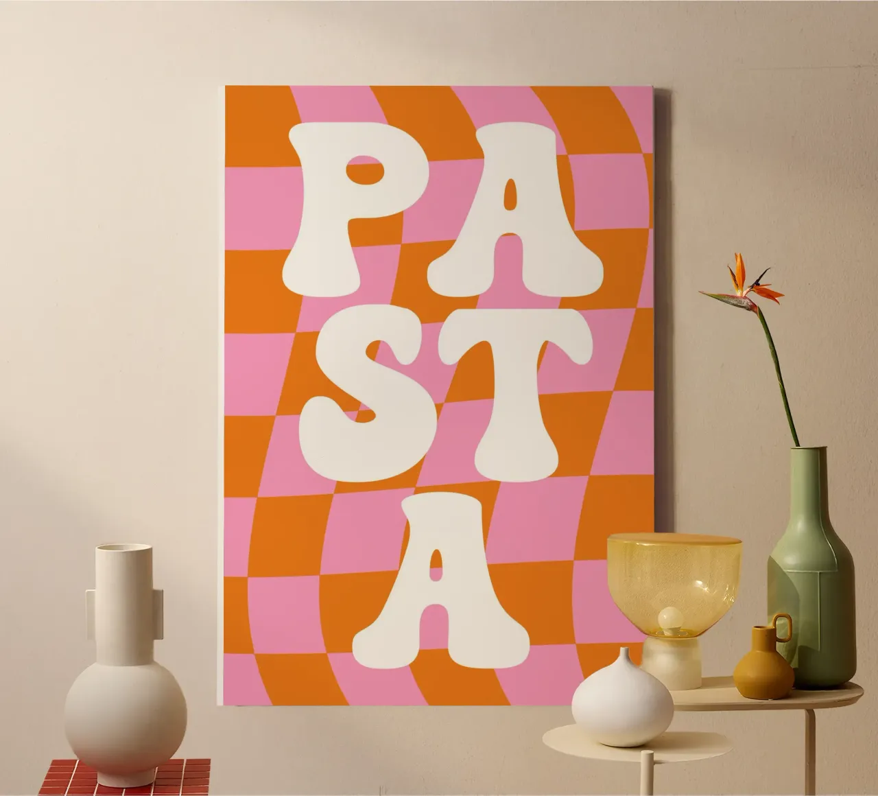 Pasta retro canvas met Baklijst van BAINAI QUOTES