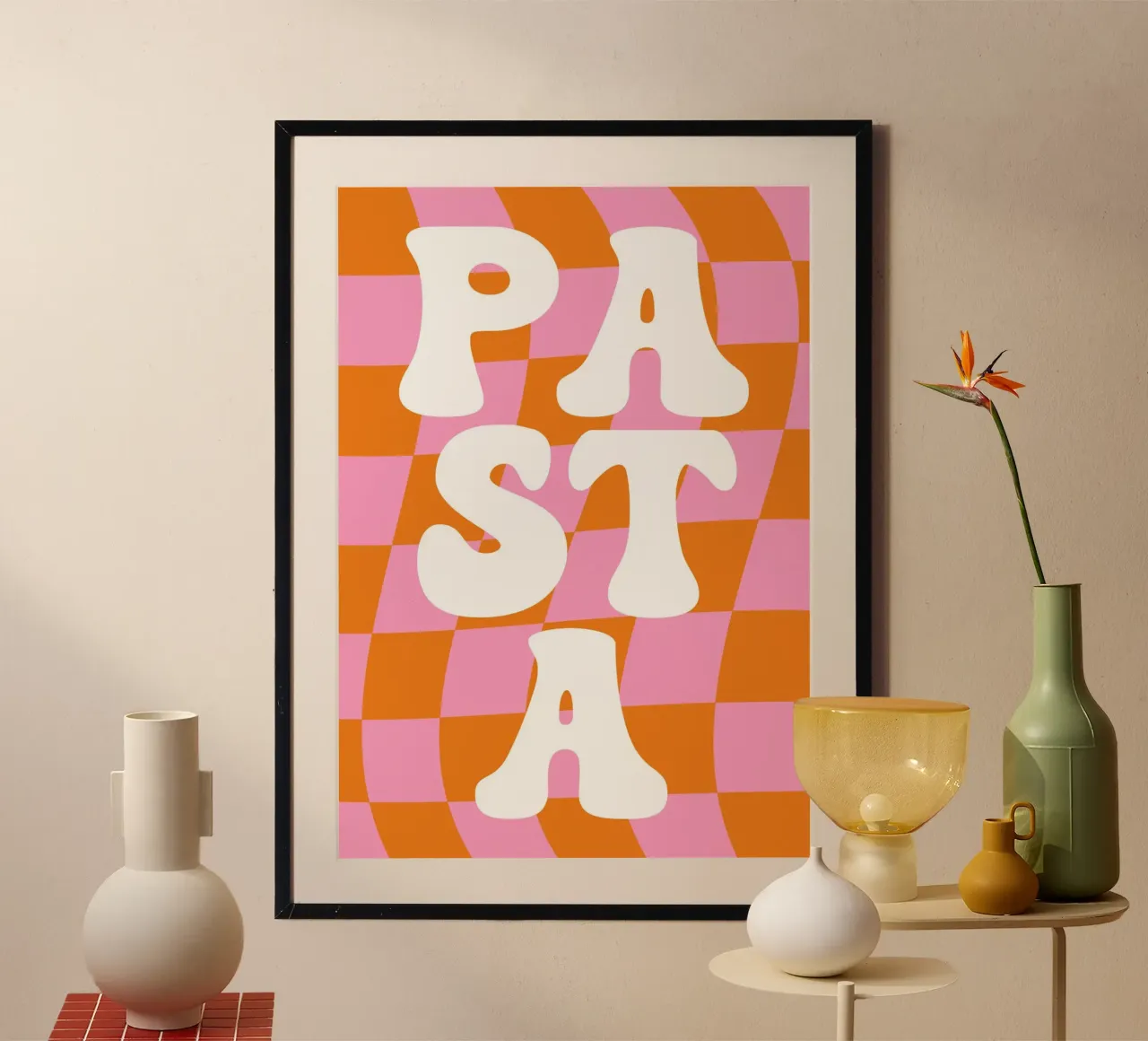 Pasta retro poster con telaio in alluminio da BAINAI QUOTES