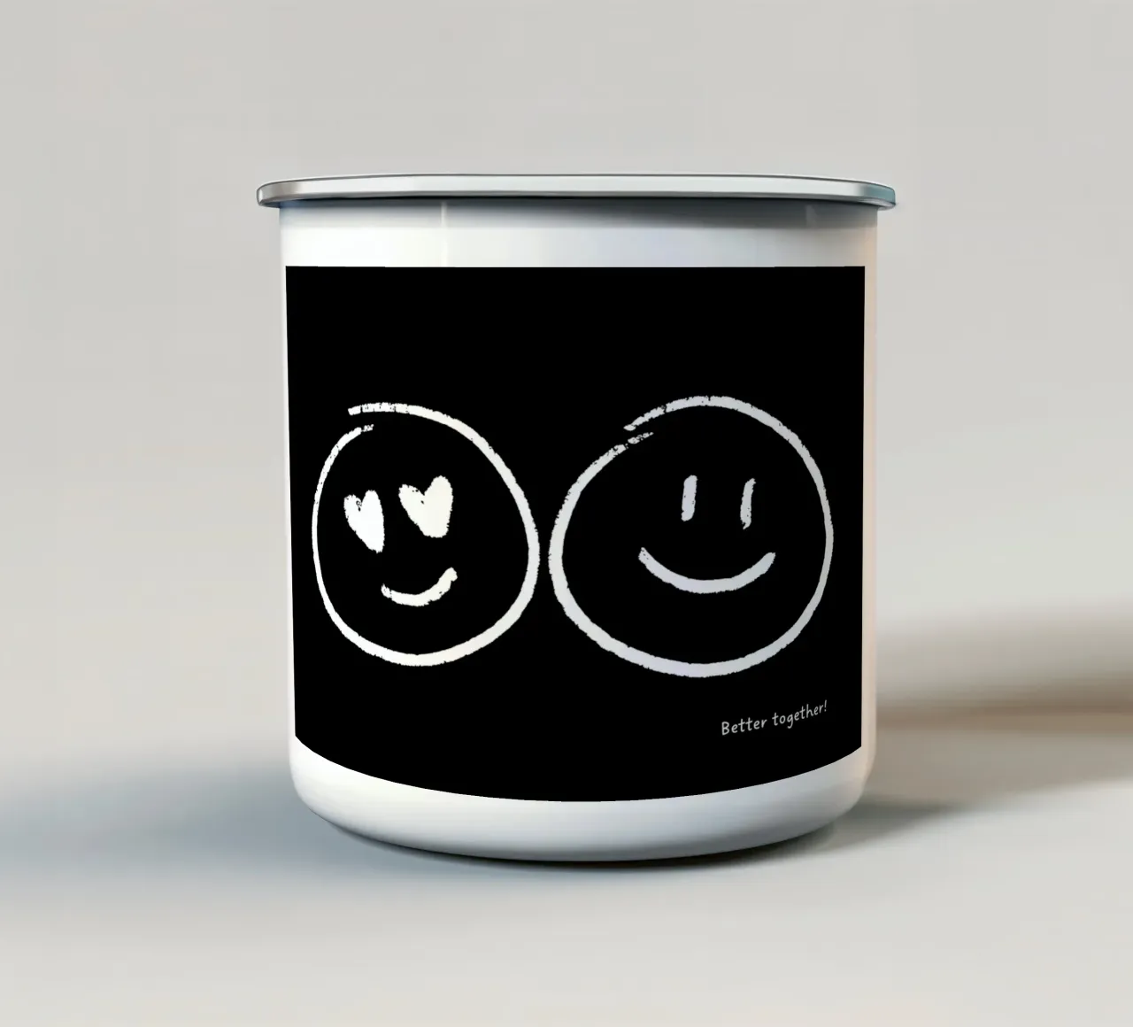 Better together - viele Farben enamel mug by Ohkimiko