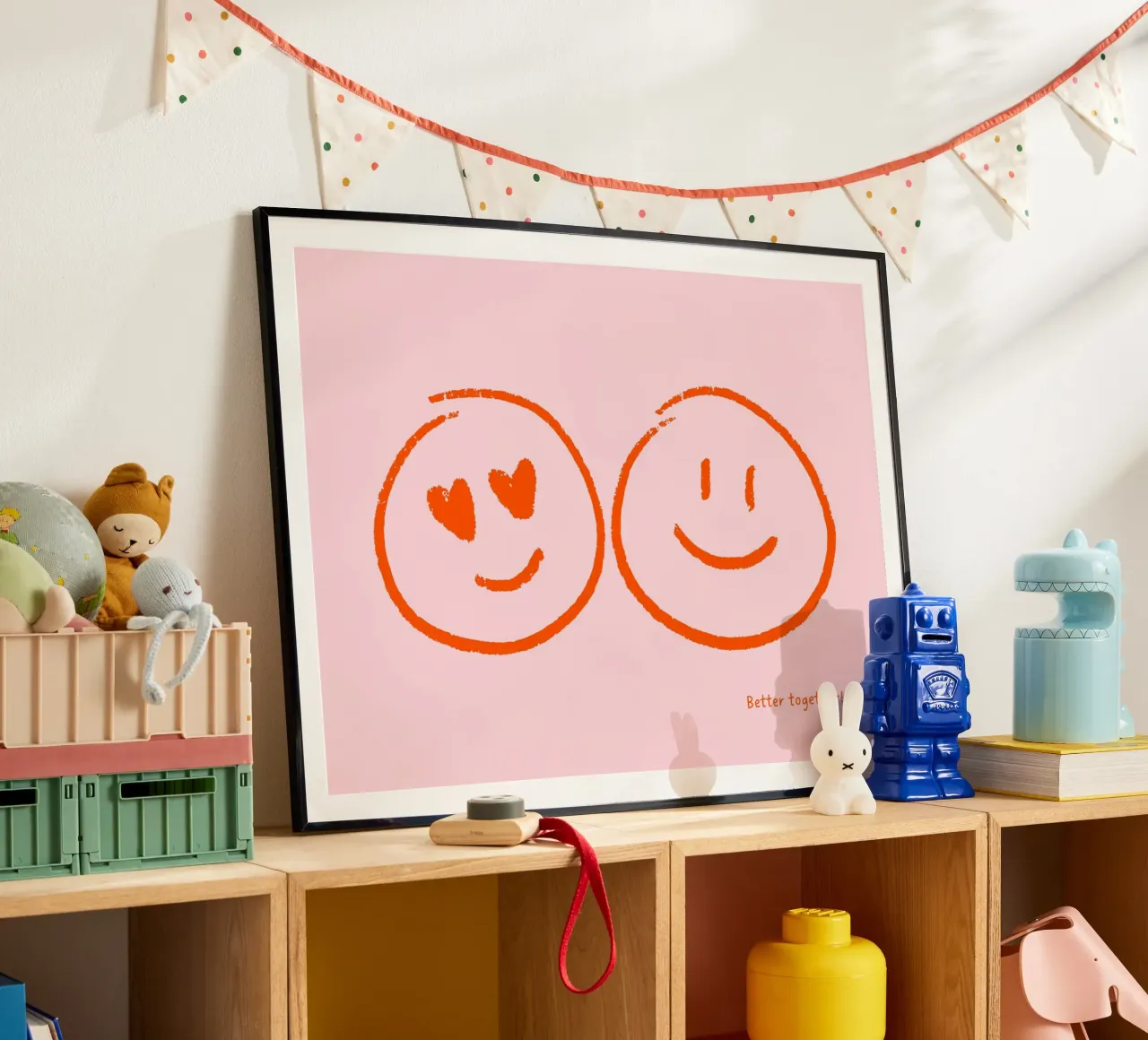 Better together - viele Farben poster con telaio in legno da Ohkimiko