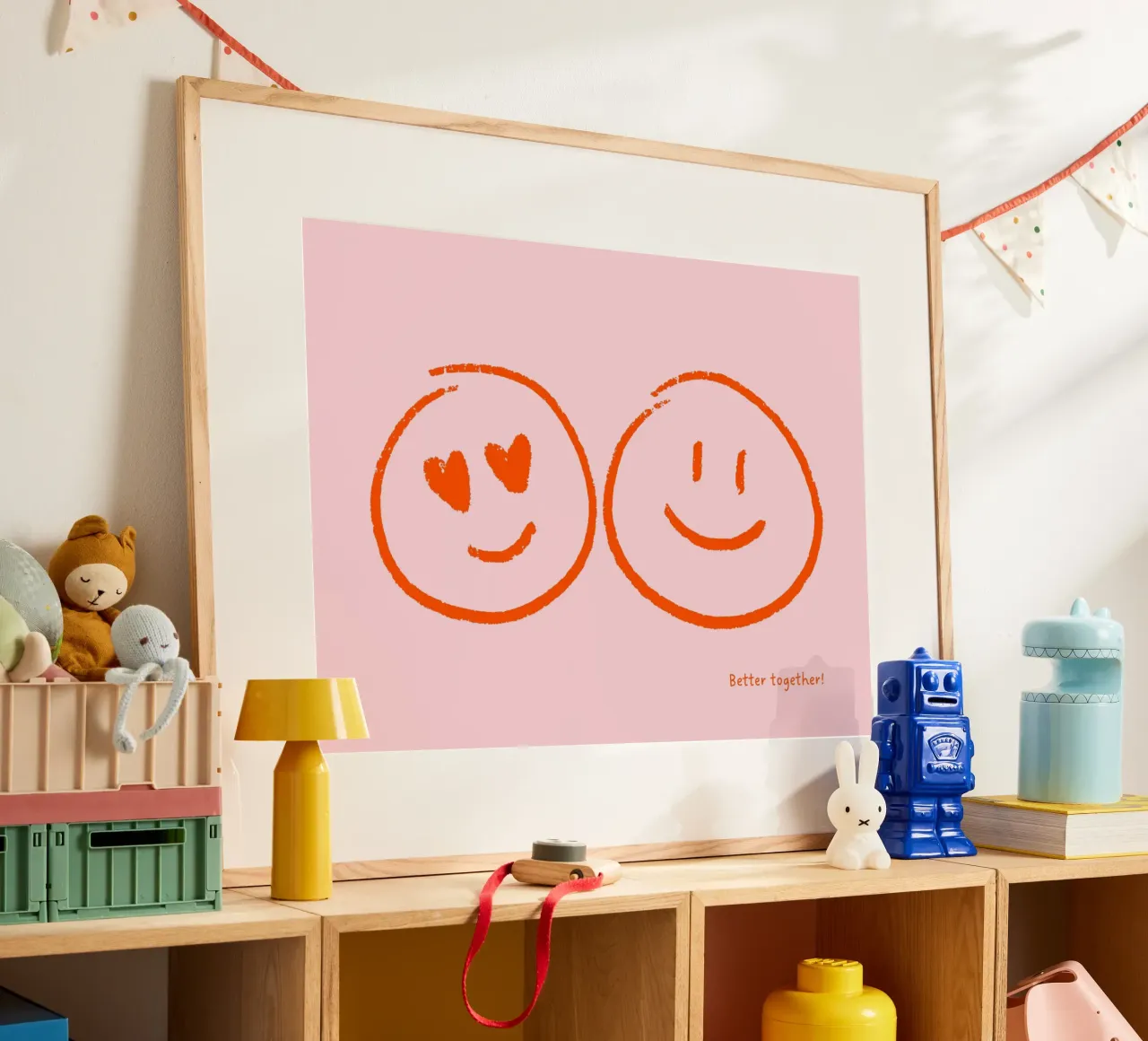 Better together - viele Farben poster con telaio in legno da Ohkimiko