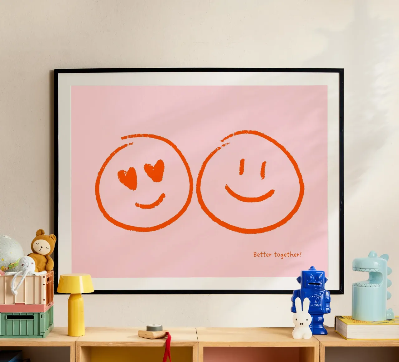 Better together - viele Farben poster con telaio in legno da Ohkimiko