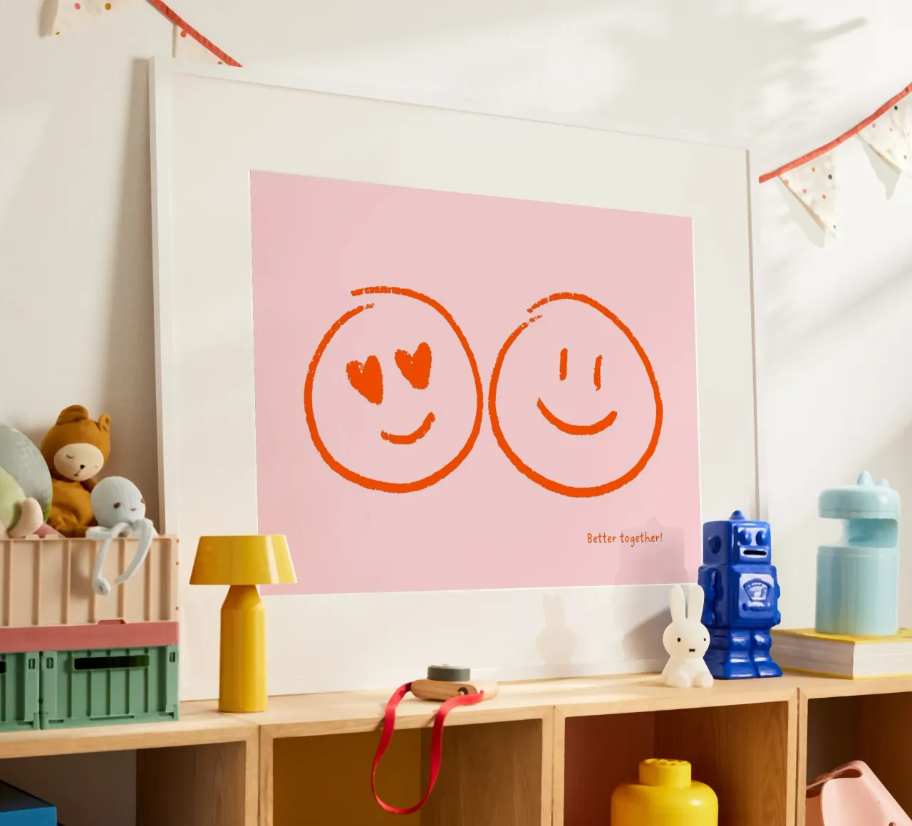 Better together - viele Farben poster con telaio in legno da Ohkimiko