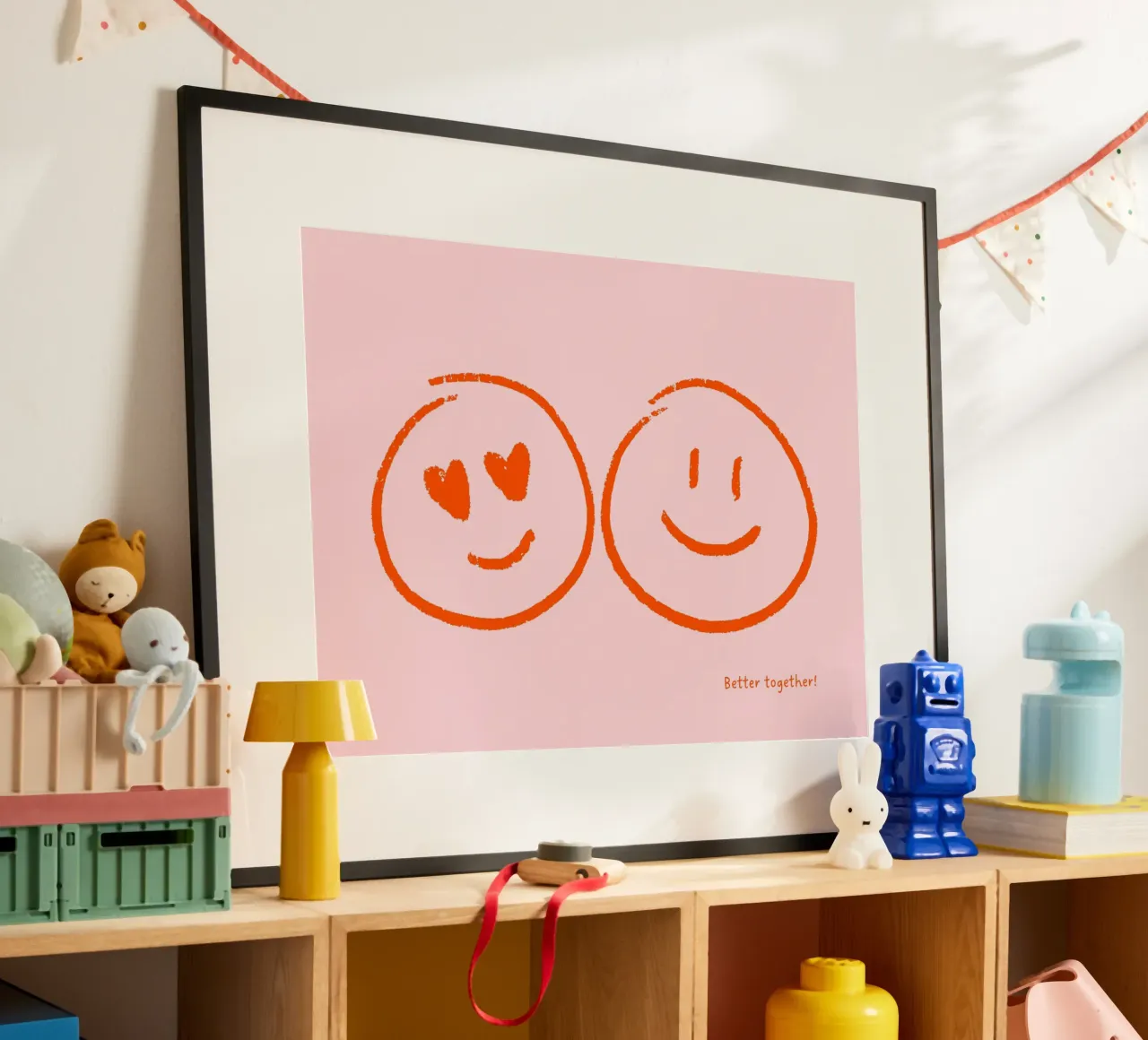 Better together - viele Farben poster con telaio in legno da Ohkimiko