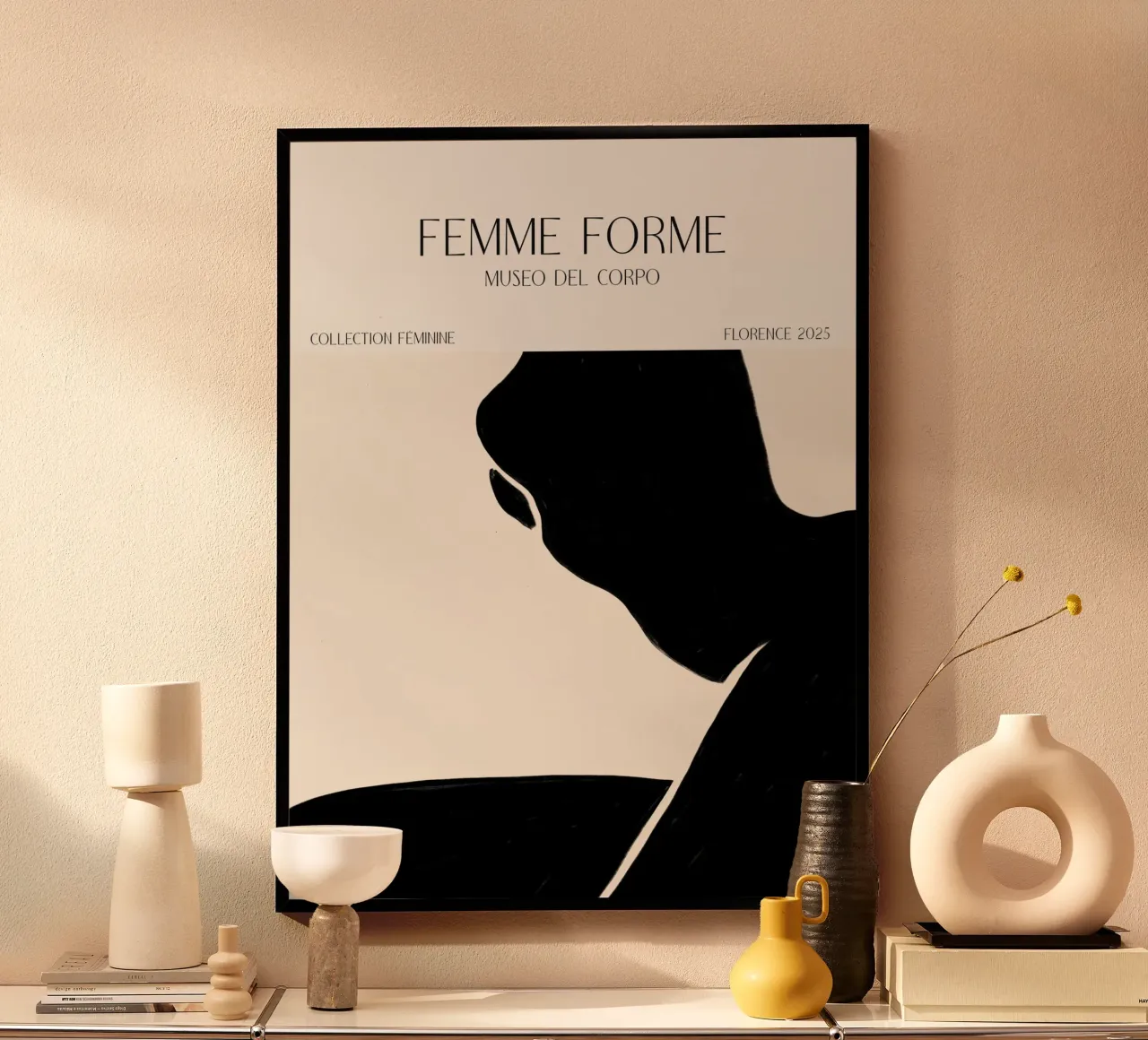 Femme Forme No 04 poster con telaio in legno da treechild