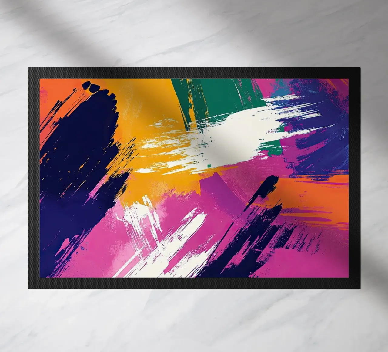 The landscape of abstraction doormat by Nikis Art Studio