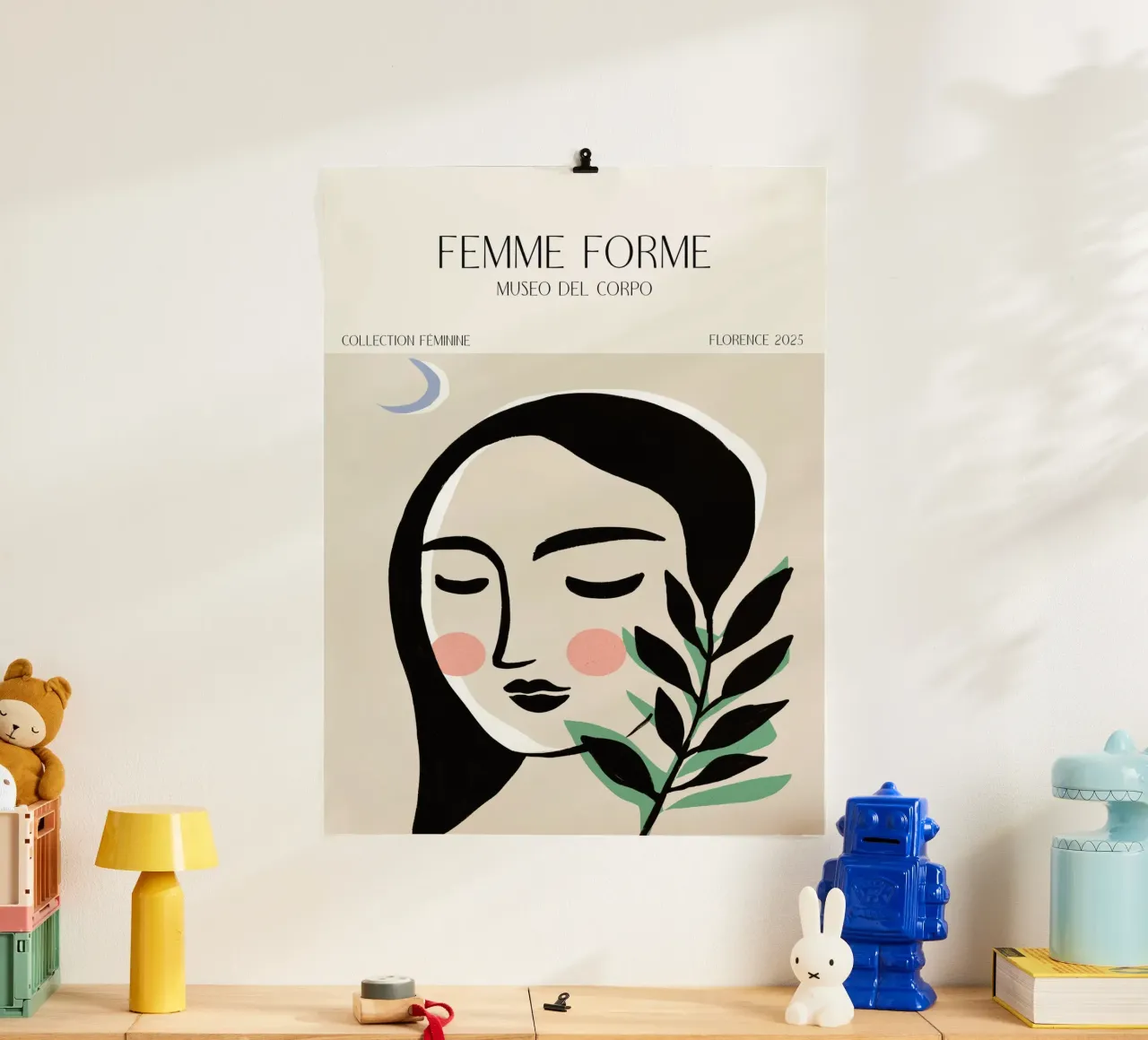 Femme Forme No 15 poster con telaio in legno da treechild