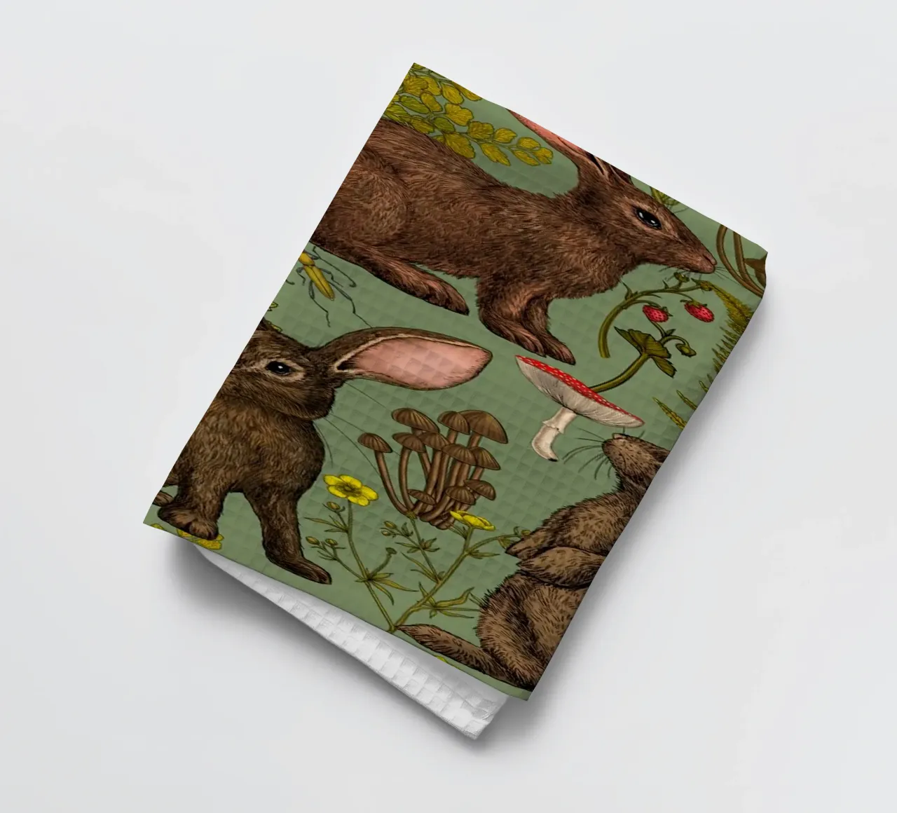 Lapins et flore sylvestre torchon de Painted Nature