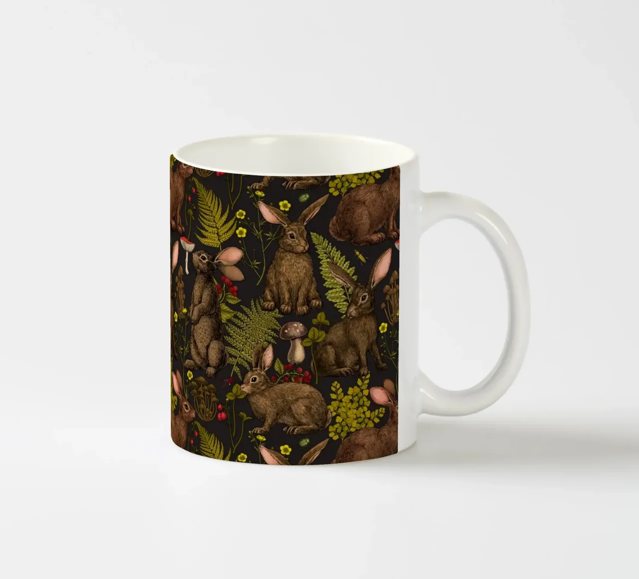 Conigli e flora boschiva tazza in ceramica da Painted Nature