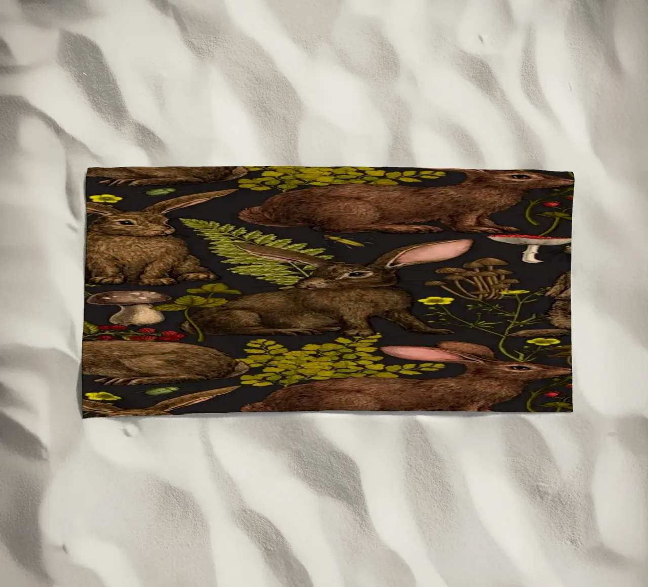 Conigli e flora boschiva telo mare da Painted Nature