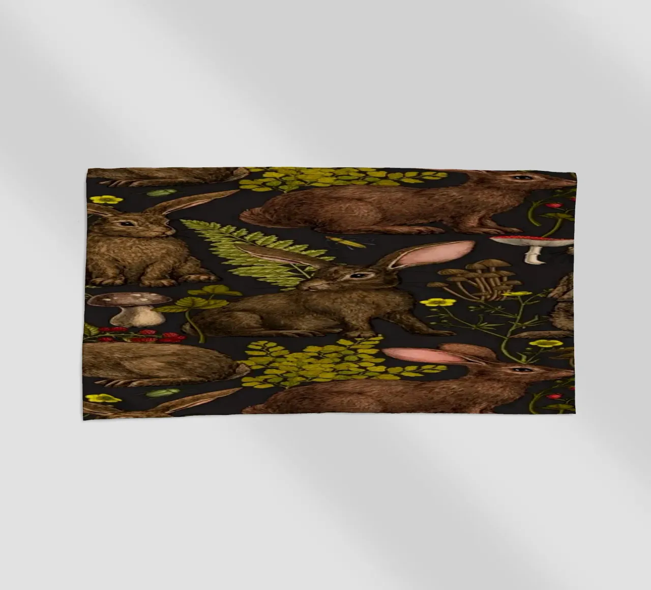 Conigli e flora boschiva telo mare da Painted Nature