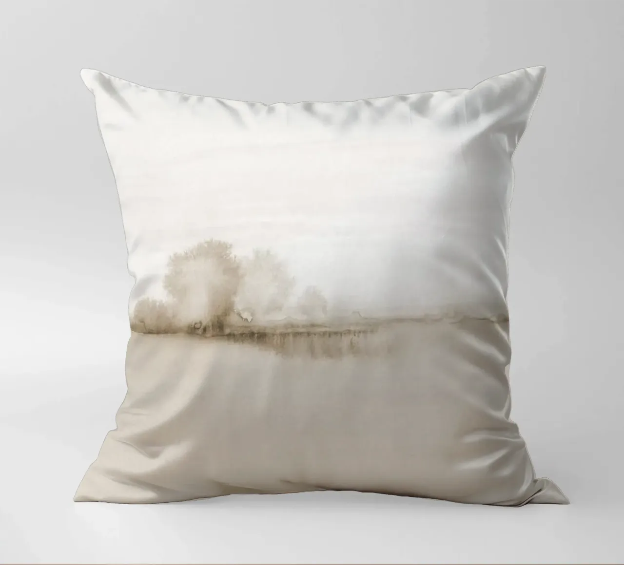 Campi astratti ad acquerello nei toni del beige cuscino da NouveauPrints