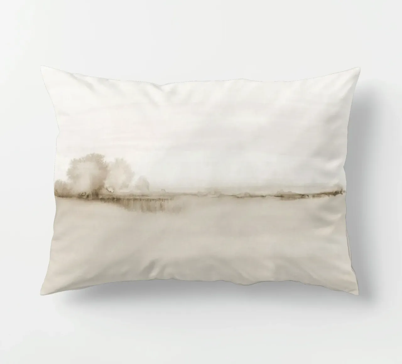 Campi astratti ad acquerello nei toni del beige cuscino da NouveauPrints