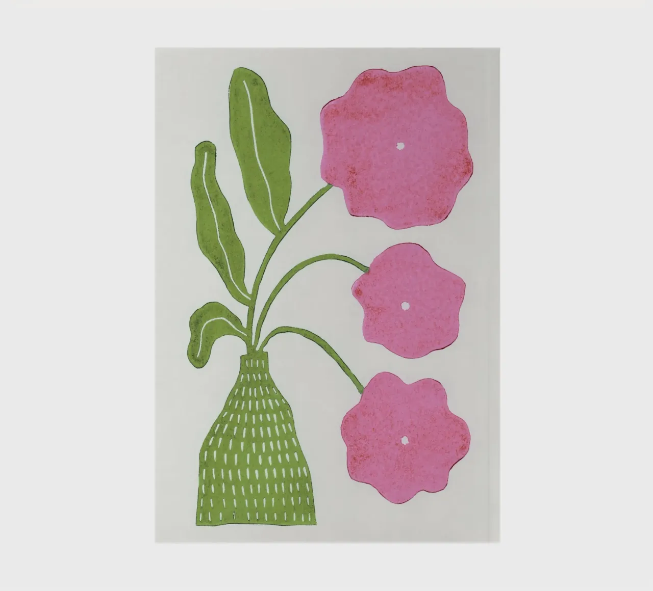 In Full Bloom / Green & Pink Lino Print notebook by Alisa Galitsyna