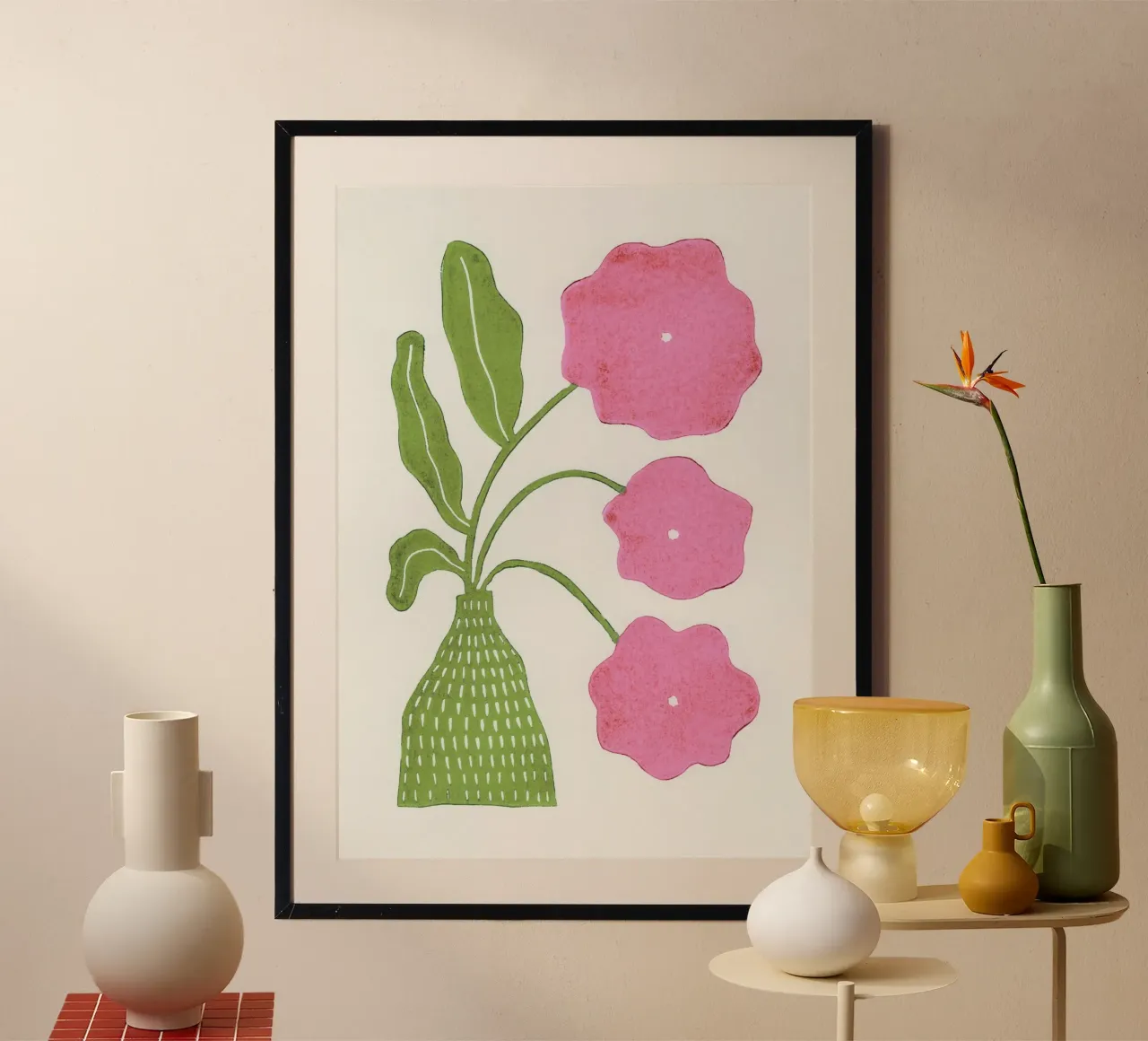 In Full Bloom / Stampa lino verde e rosa carta hahnemühle da Alisa Galitsyna