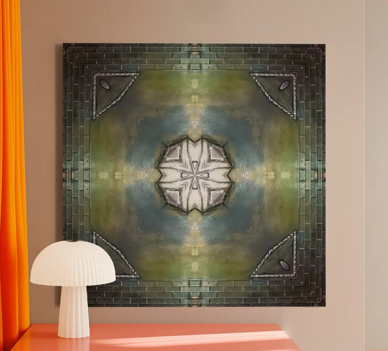 Ornamento in stile incisione su rame, colori rame, motivo 1 tela con Cornice a cassetta da Gürsel Yesil Digital Art