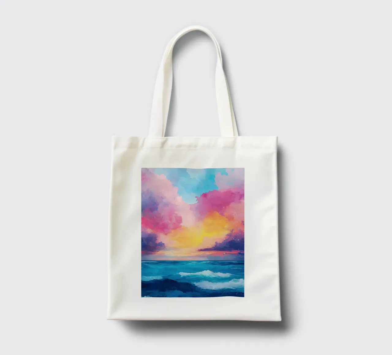 Gioco di colori in riva al mare borsa in juta da Nikis Art Studio