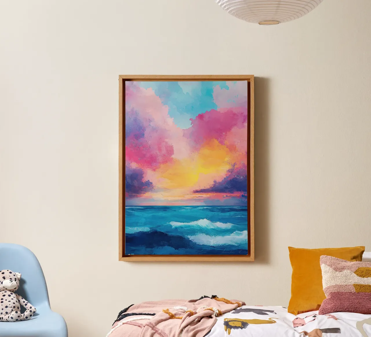 Gioco di colori in riva al mare tela con Cornice a cassetta da Nikis Art Studio