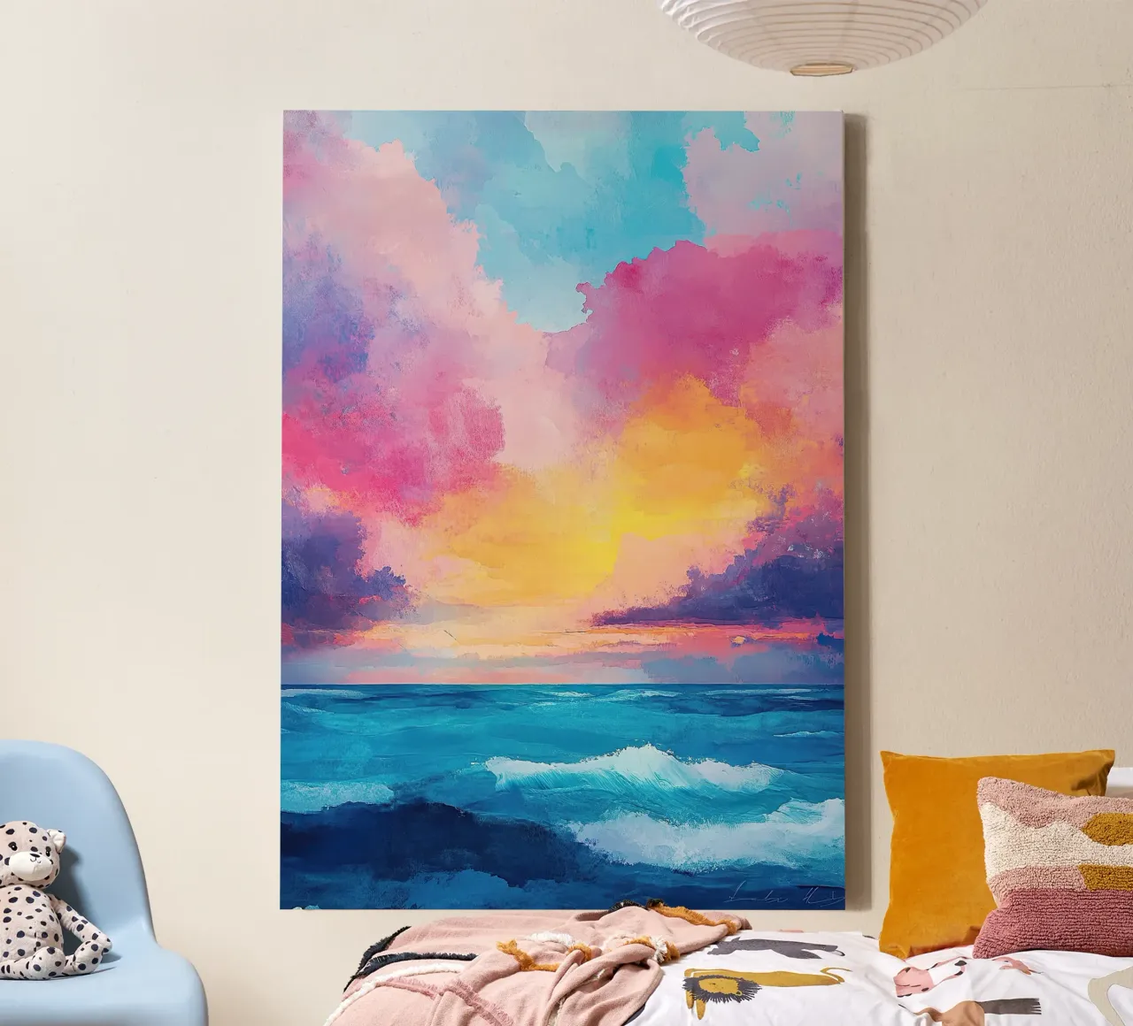 Gioco di colori in riva al mare tela con Cornice a cassetta da Nikis Art Studio